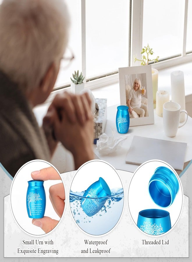 Shimeyao Set of 8 Small Urn Cremation Jewelry Necklaces for Ashes Stainless Steel Keepsake Urns Memorial Locket Mini Ash Holders Waterproof for Human Adult Female Male Loved One(Light Blue) - Image 5
