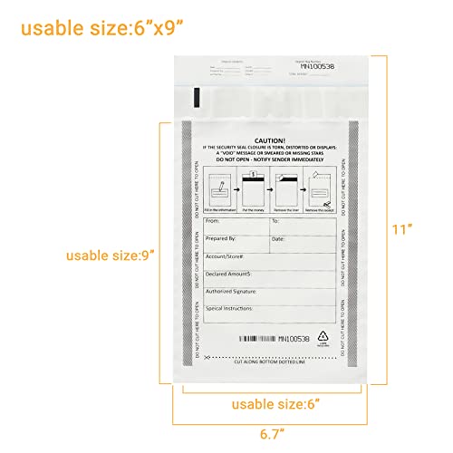 zmybcpack 500 Pack Deposit Bags, Tamper-Evident Bags, Security Bank Pocket, Cash register bags (6x9 Inch, White) by zmybcpack - Image 2