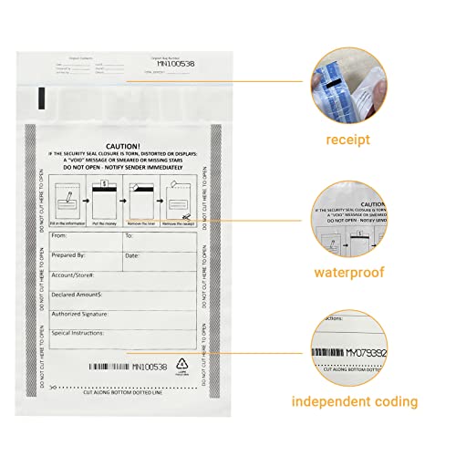 zmybcpack 500 Pack Deposit Bags, Tamper-Evident Bags, Security Bank Pocket, Cash register bags (6x9 Inch, White) by zmybcpack - Image 4