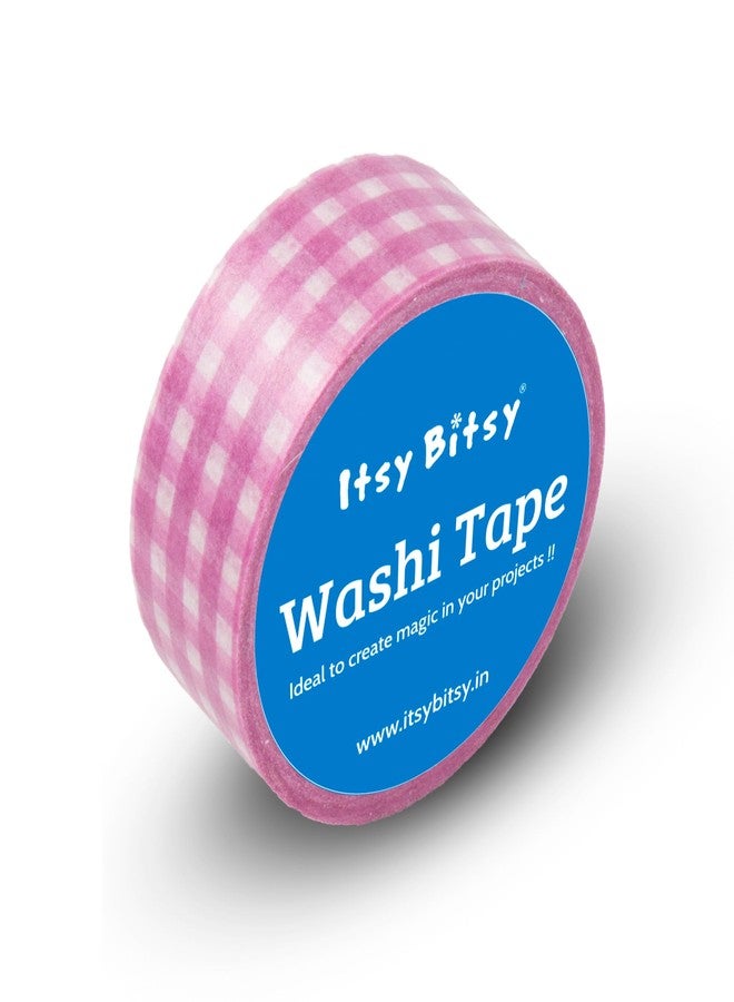 itsy-bitsy Itsy Bitsy Washi Tape Classic Checks - Pink 15mmx10mtr | for Craft Scrapbooking, Gift Wrapping, Border, Diary Decoration, Journal Planner | Tapes for DIY Art & Crafts - Image 1