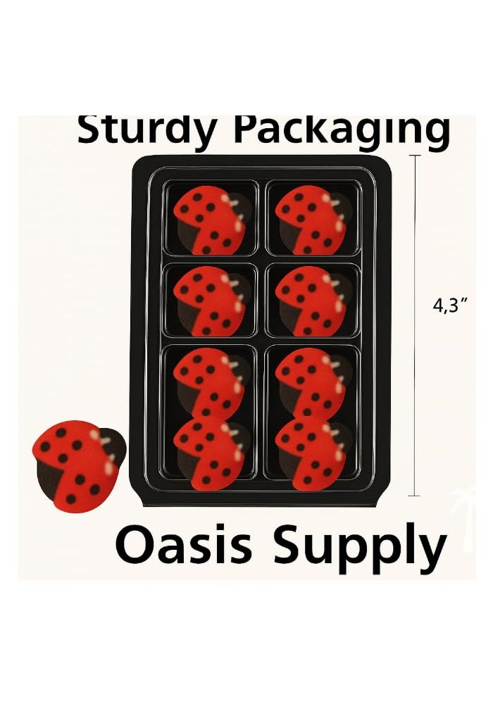 Oasis Supply Edible Sugar Ladybug Toppers - 24 Piece Set - Red & Black Hand-Painted Decorations for Cakes, Cupcakes, Cookies, Baby Showers, Birthday Parties & Spring Themes - Image 2