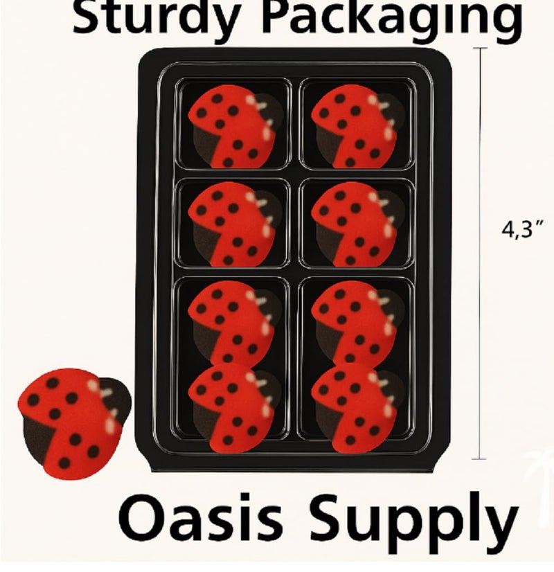 Oasis Supply Edible Sugar Ladybug Toppers - 24 Piece Set - Red & Black Hand-Painted Decorations for Cakes, Cupcakes, Cookies, Baby Showers, Birthday Parties & Spring Themes - Image 3