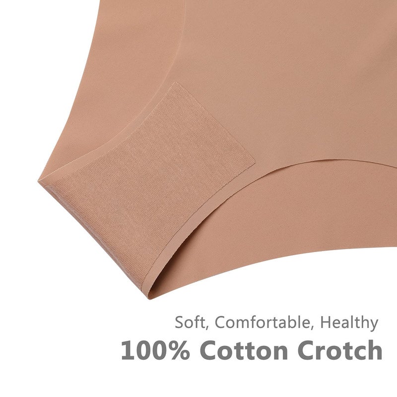SHARICCA Women Seamless Cheeky Bikini No Show Panties Ladies Invisible Breathable Briefs Soft Stretch Underwear 7 Pack (7P01,M) - Image 4