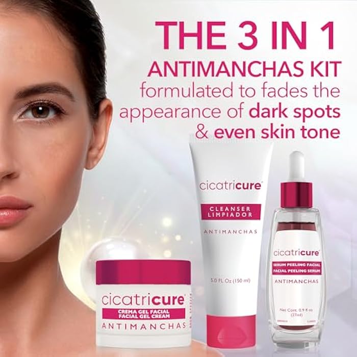 Cicatricure Antimanchas Skin Care Kit: AHA & PHA Exfoliating Face Wash, Brightening Serum, and Moisturizing Gel Cream - Dark Spot Reduction, Enhanced Glow, Paraben & Sulfate-Free - Image 2