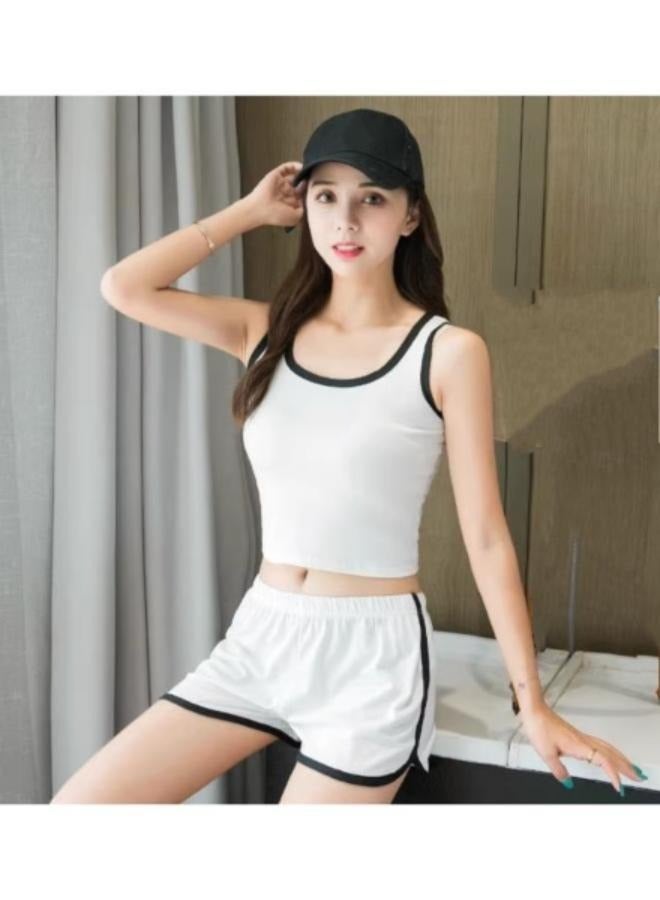 Two-piece Set Sleeveless Tank Top and Elastic Waist Shorts Outfits Women's Clothing Fit Small to Medium - Image 1