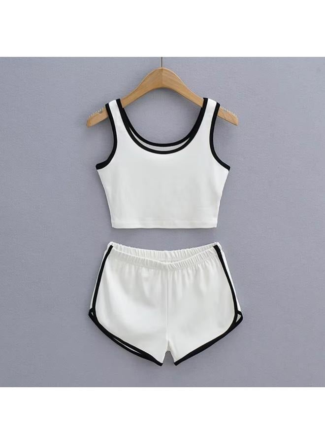 Two-piece Set Sleeveless Tank Top and Elastic Waist Shorts Outfits Women's Clothing Fit Small to Medium - Image 3