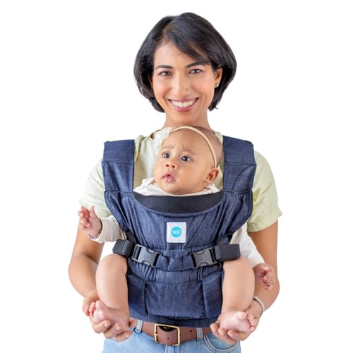 Soulslings 4-in-1 Lali Baby Carrier Bag, 100% Cotton - Dark Blue | Compact & Lightweight (400g) | Adjustable for 0-24 Months (4-15kg) | Machine Washable & Handwashable | Breastfeeding Friendly - Image 1