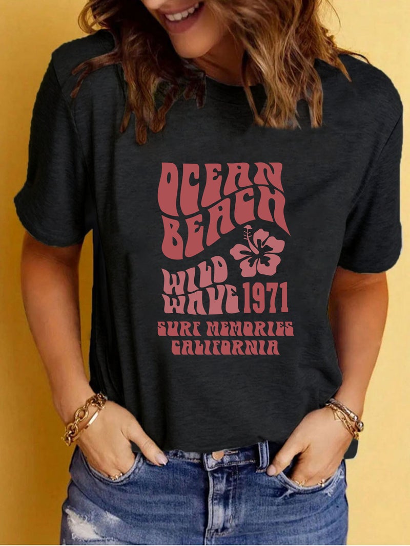 Summer Women'S Clothing Pattern Slogan Printing Crew Neck Short Sleeve Fashion Explosion T-Shirt - Image 3