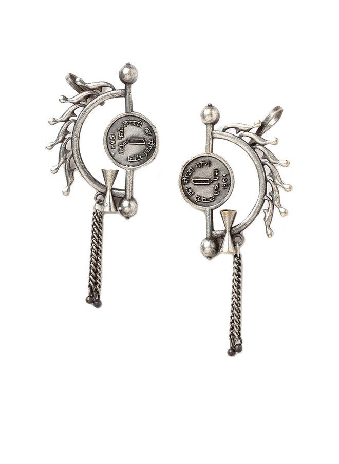 Binnis Wardrobe Silver-Toned Contemporary Ear Cuff Earrings - Image 3