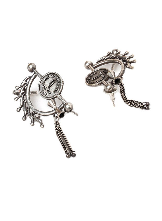 Binnis Wardrobe Silver-Toned Contemporary Ear Cuff Earrings - Image 4