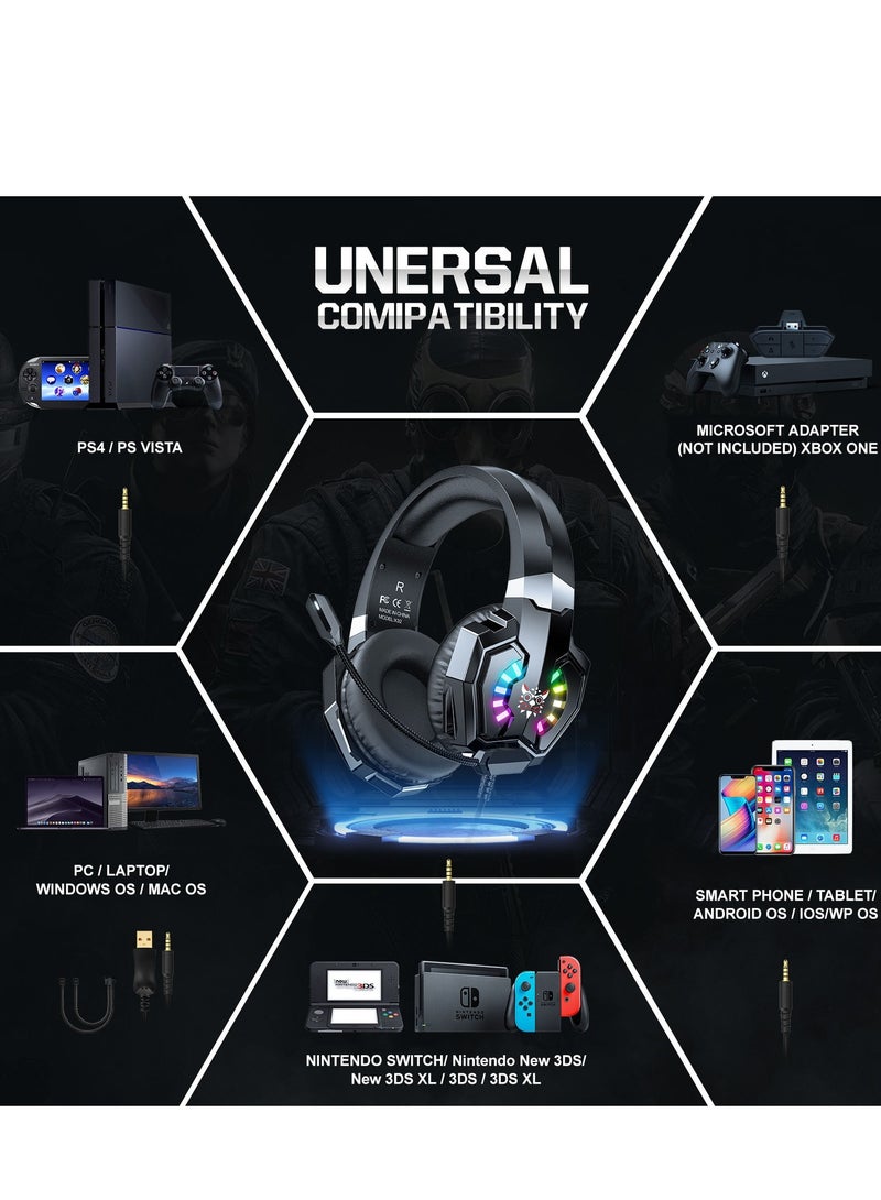X32 RGB Noise Cancelling Wired Headphones Gaming Headset