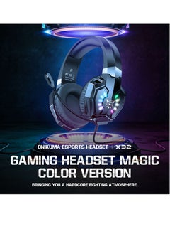 onikuma X32 RGB Noise Cancelling Wired Headphones Gaming Headset  - Image 4