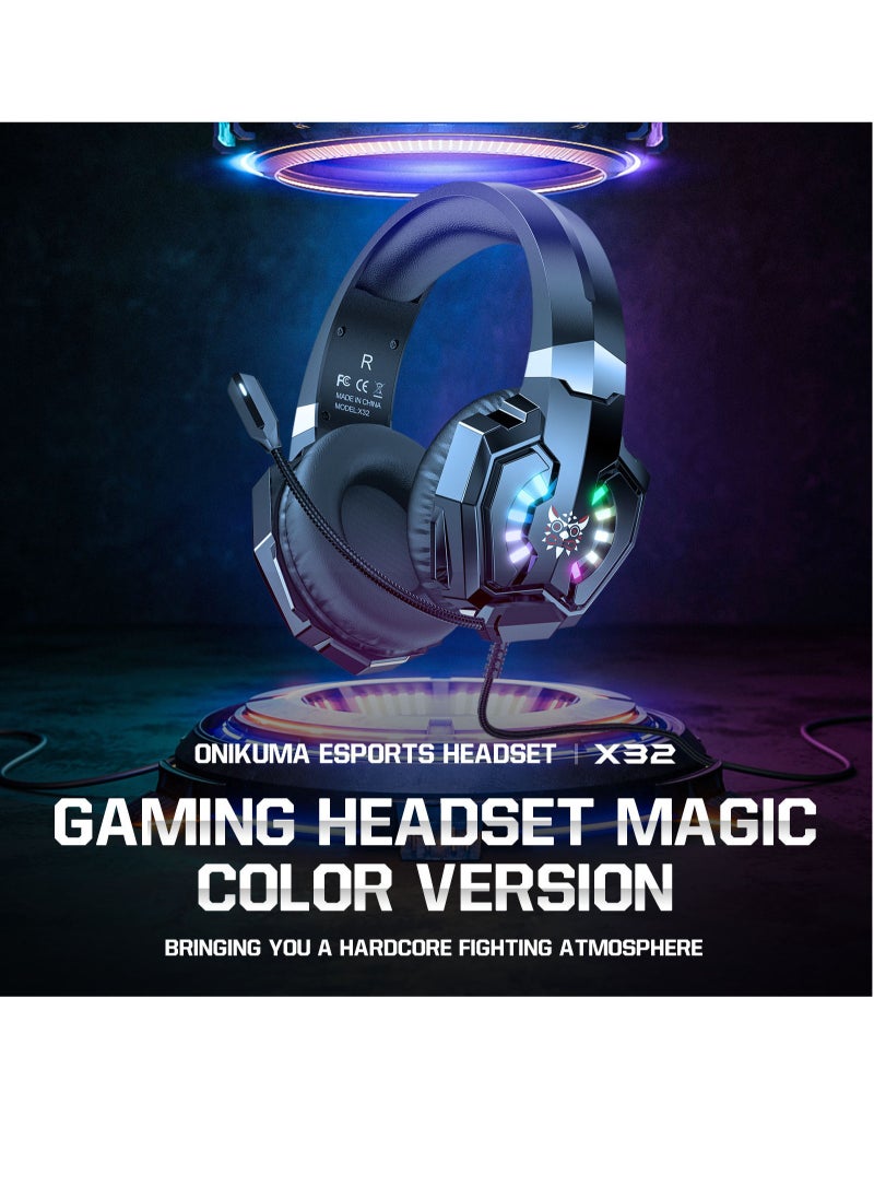 onikuma X32 RGB Noise Cancelling Wired Headphones Gaming Headset  - Image 4