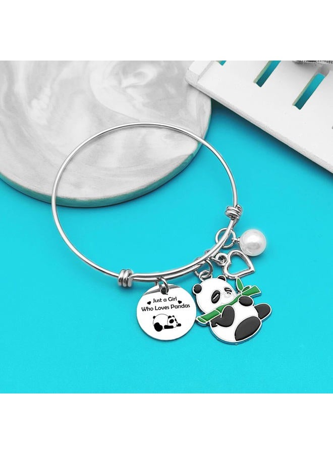 Xiahuyu Panda Gifts for Girls Just A Girl Who Loves Pandas Bracelet Animal Panda Bear Jewelry Panda Themed Gifts Christmas Birthday Gifts Panda Lover Gifts for Friend Family - Image 4