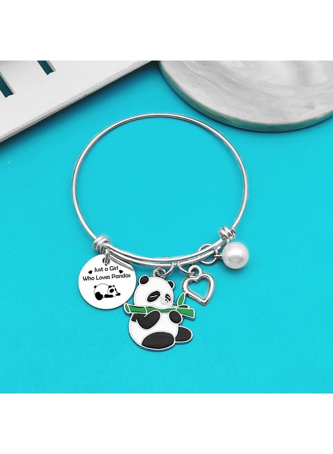 Xiahuyu Panda Gifts for Girls Just A Girl Who Loves Pandas Bracelet Animal Panda Bear Jewelry Panda Themed Gifts Christmas Birthday Gifts Panda Lover Gifts for Friend Family - Image 5