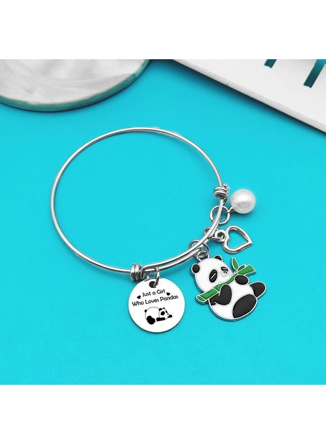 Xiahuyu Panda Gifts for Girls Just A Girl Who Loves Pandas Bracelet Animal Panda Bear Jewelry Panda Themed Gifts Christmas Birthday Gifts Panda Lover Gifts for Friend Family - Image 3