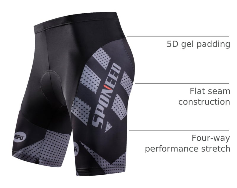 sponeed Men Bike Pants Padded Racing Fit Riding Bicycle Bottoms Cycling Clothes Shorts US M Gray - Image 4