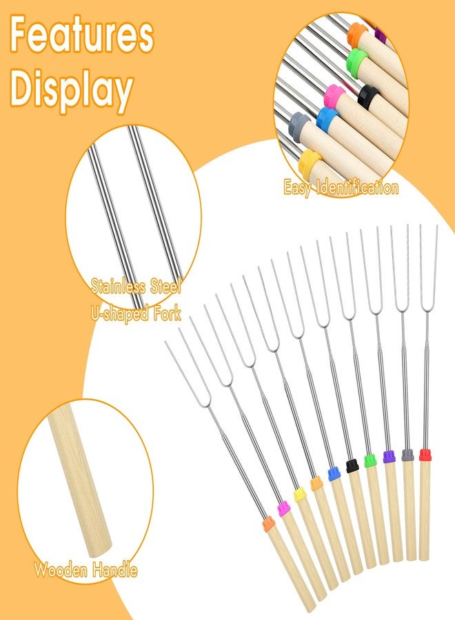 Opvixi 10 Pack Smores Sticks, 32 Inch Marshmallow Roasting Sticks for Fire Pit, Extendable Roasting Skewers with Bag, Hot Dog Fork, Smores Kit for Campfire Camping Essentials - Image 2
