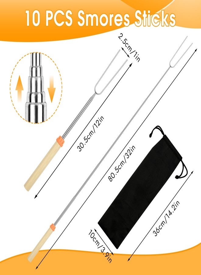 Opvixi 10 Pack Smores Sticks, 32 Inch Marshmallow Roasting Sticks for Fire Pit, Extendable Roasting Skewers with Bag, Hot Dog Fork, Smores Kit for Campfire Camping Essentials - Image 4