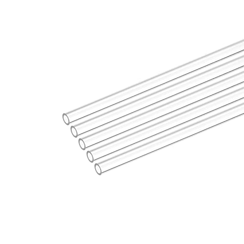 MECCANIXITY Plastic Pipe Rigid Polycarbonate Round Tube Clear 0.16"(4mm) ID 0.23"(6mm) OD 9.6" (245mm) High Impact for Lighting, Models, Water Plumbing, Pack of 5 - Image 1