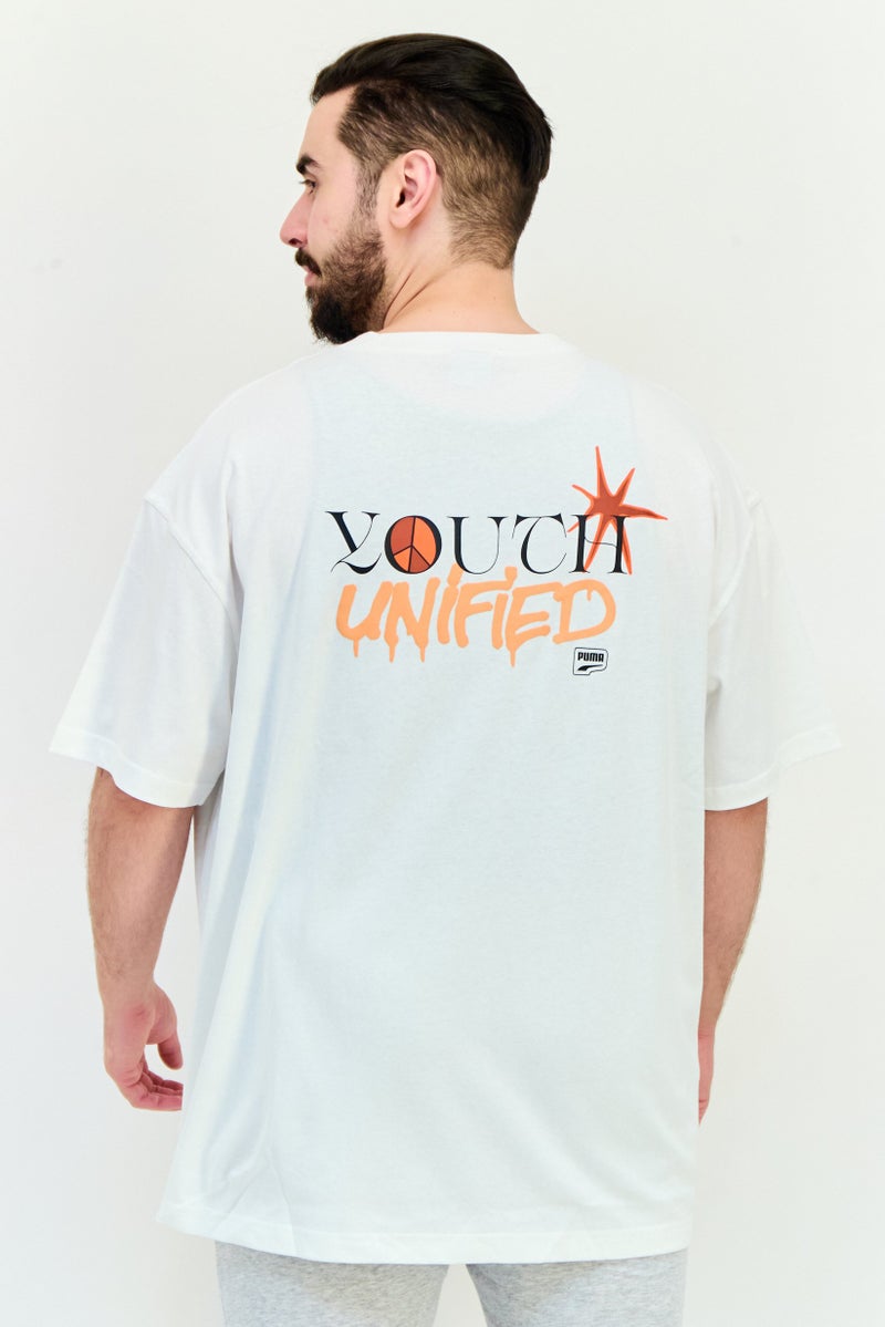 PUMA تي شيرت رجالي بأكمام قصيرة ومقاس مريح، أبيض - Image 3