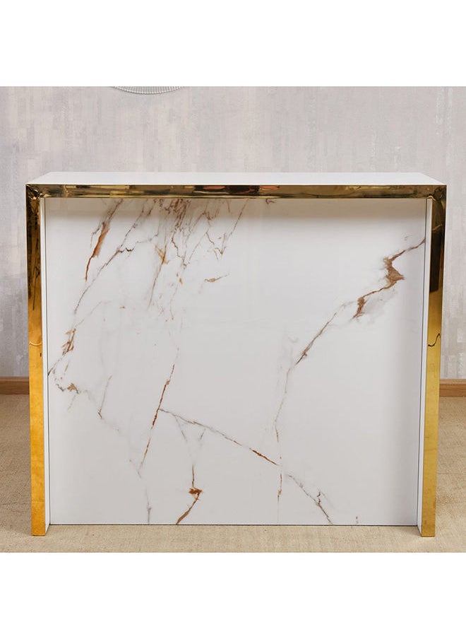 DANUBE HOME Tunesia Bar Cabinet Sintered stone Strong And Sturdy Home Kitchen Organiser Rack Furniture For Dining Room Living Room Kitchen L120xW49xH104 cm White/ Golden  - Image 2