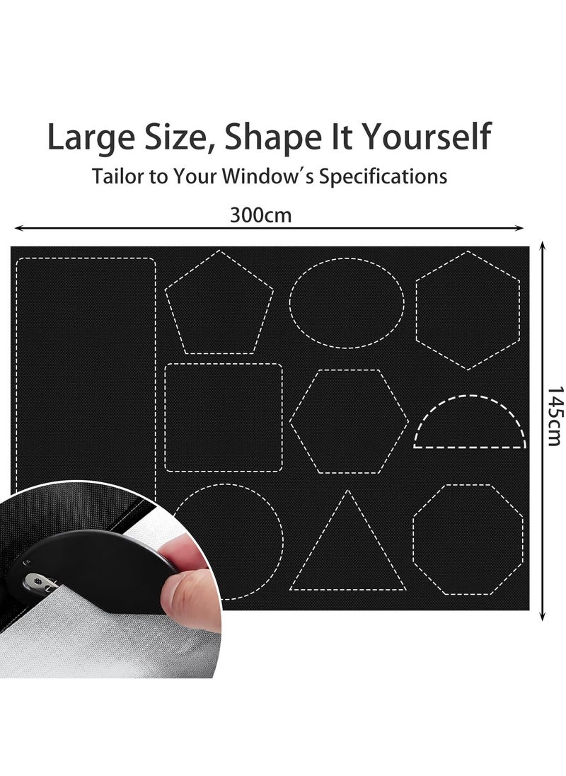 KYD Blackout Blind, Portable Blackout Blinds Stick On Window No Drill, 420D Black Out Fabric Portable Blackout Blinds Blackout Material Blinds Blackout 145 * 300cm  - Image 2