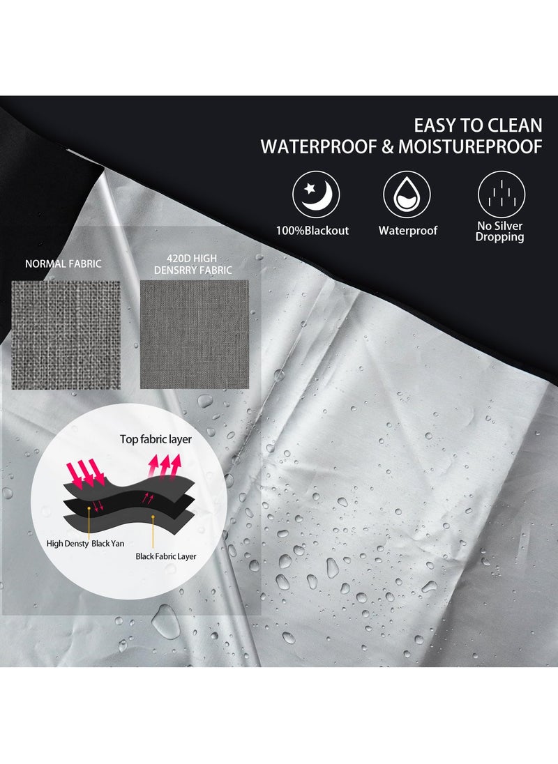 KYD - Blackout Blind, Portable Blackout Blinds Stick On Window No Drill, 420D Black Out Fabric Portable Blackout Blinds Blackout Material Blinds Blackout 145 * 300cm - Image 1