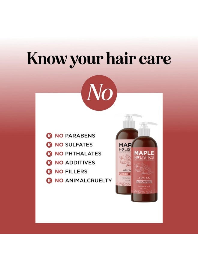 مايبل هوليستكس شامبو وبلسم بزيت الأرجان للشعر الجاف - مجموعة شامبو وبلسم خالية من البارابين والكبريتات للشعر الجاف المجعد والعناية بالتجعيدات والأطراف المتقصفة - مجموعة شامبو وبلسم مرطب بزيت الأرجان - Image 3