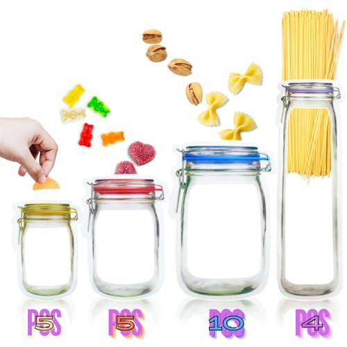 Laffeya Candy Nut Bag, Set of 24 Reusable Mason Jar Bags, Ideal for Fresh & Leakproof Snack Storage, Perfect Food Saver Bags - Image 1