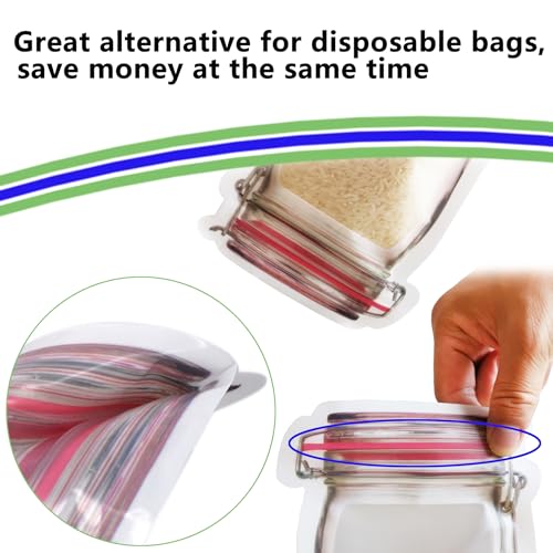 Laffeya Candy Nut Bag, Set of 24 Reusable Mason Jar Bags, Ideal for Fresh & Leakproof Snack Storage, Perfect Food Saver Bags - Image 4