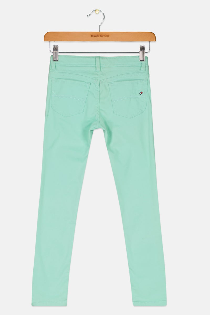 Tommy Hilfiger Denim Kids Girl Regular Fit Plain Pants, Green - Image 2