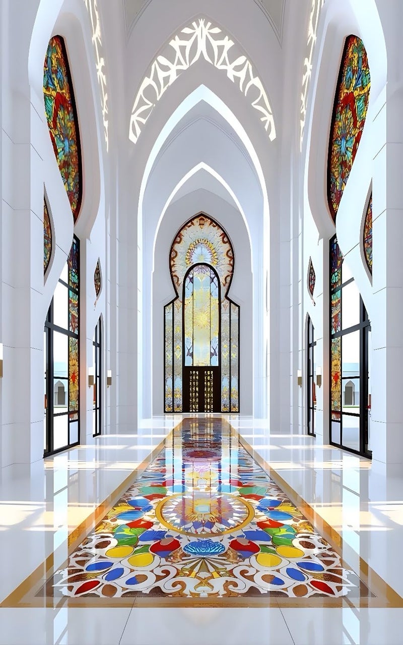 Backdropon Interior Palace Architecture Vintage Art Photography Backdrops Curtain Cloth Birthday Background Seamless Photo Booth Prop Backdrop Size 8Feet Height & 5Feet Width(8 * 5) - Image 1