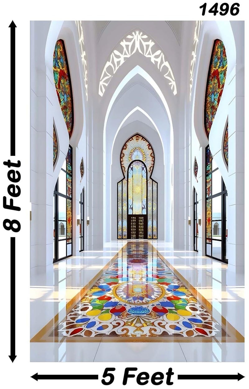Backdropon Interior Palace Architecture Vintage Art Photography Backdrops Curtain Cloth Birthday Background Seamless Photo Booth Prop Backdrop Size 8Feet Height & 5Feet Width(8 * 5) - Image 2