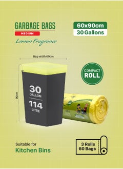 Tru Lemon Scented Garbage Bags Compact Roll 60x90cm 30 Gallon ( 20pc x 3 Rolls ) 60 bags  - Image 5