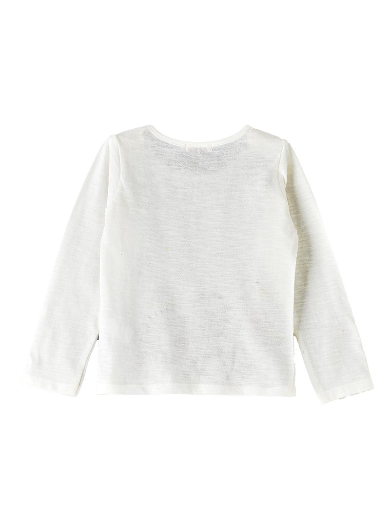Girls White Floral Long Sleeve Top