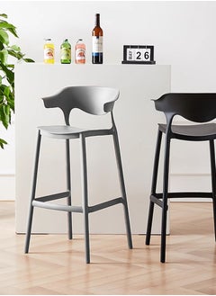 LANNY Jeffcoco Furniture Bar Stool, High Bar Chair Leisure Chair Bar Stool Outdoor Chair Home Bar Stool Plastic Chair Outdoor 4 leg High Chair (Grey 1 piece)  - Image 1