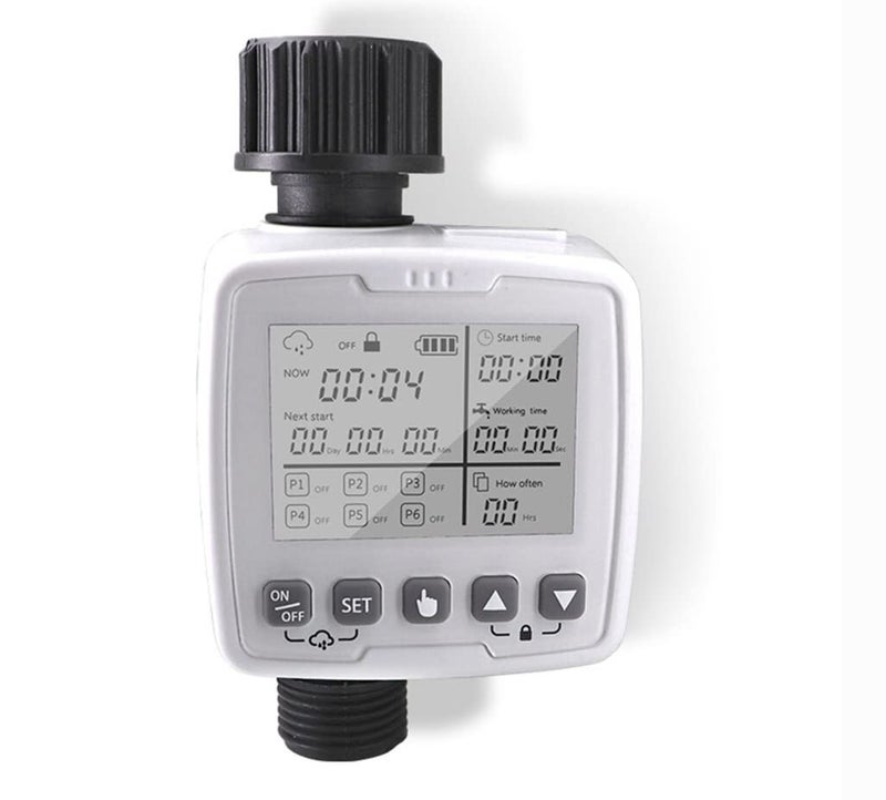 amiciSmart Automatic Irrigation Timer Switch, Intelligent Plant Watering System with Rain Sensor, 6 Program Settings, Child Lock and 4xAAA Battery (Included) - Image 1
