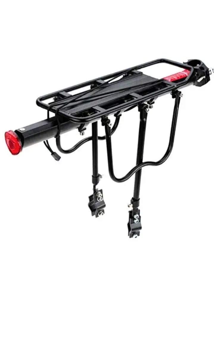 Fastped Quick Release Aluminum Bicycle Rear Seat Rack Adjustable Mountain Bike Luggage Carrier With Reflector, Black - Image 1