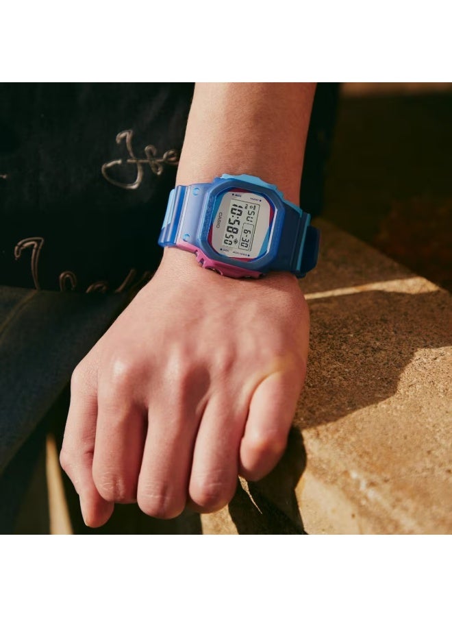 G-SHOCK Digital Men’s Watch DWE-5600PR-2D, 43.8 mm Blue Resin Case & Strap, Shock-Resistant, EL Backlight, 200 m WR - Image 4