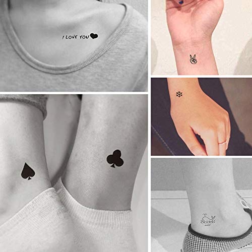Everjoy 180+ Tiny Cute Patterns Temporary Tattoos - 30 Pcs, Waterproof Words, Lines, Flowers, Artworks, Figures, Hearts, Patterns for Kids, Adults, Women and Men - Image 2