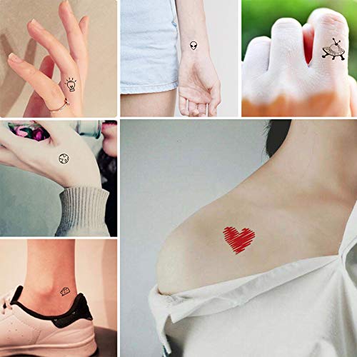Everjoy 180+ Tiny Cute Patterns Temporary Tattoos - 30 Pcs, Waterproof Words, Lines, Flowers, Artworks, Figures, Hearts, Patterns for Kids, Adults, Women and Men - Image 3
