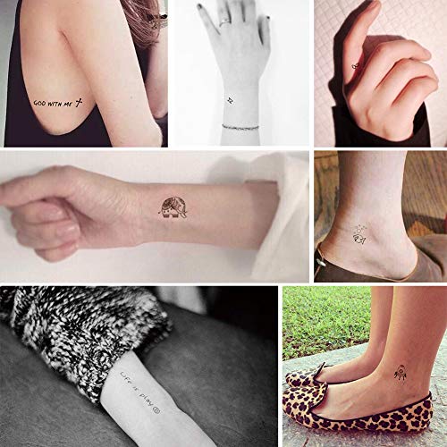 Everjoy 180+ Tiny Cute Patterns Temporary Tattoos - 30 Pcs, Waterproof Words, Lines, Flowers, Artworks, Figures, Hearts, Patterns for Kids, Adults, Women and Men - Image 4