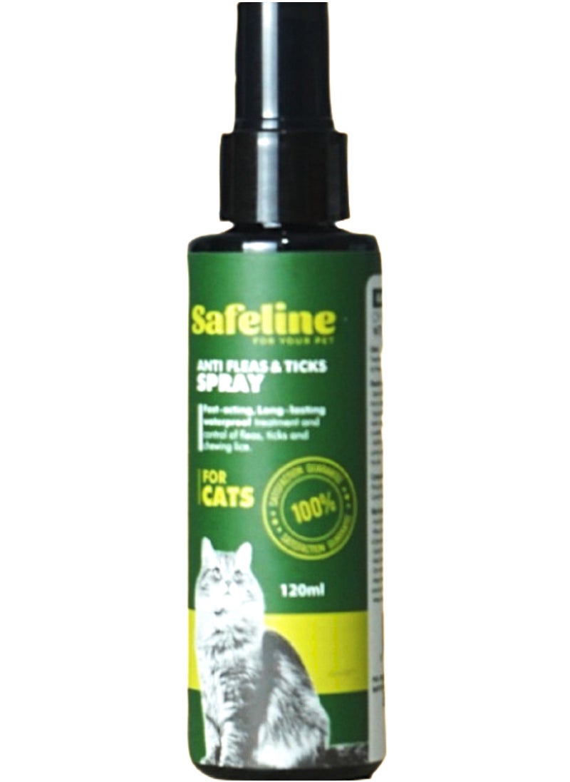 Safeline - Anti-Fleas & Lice Spray For Cats 120ml - Image 1