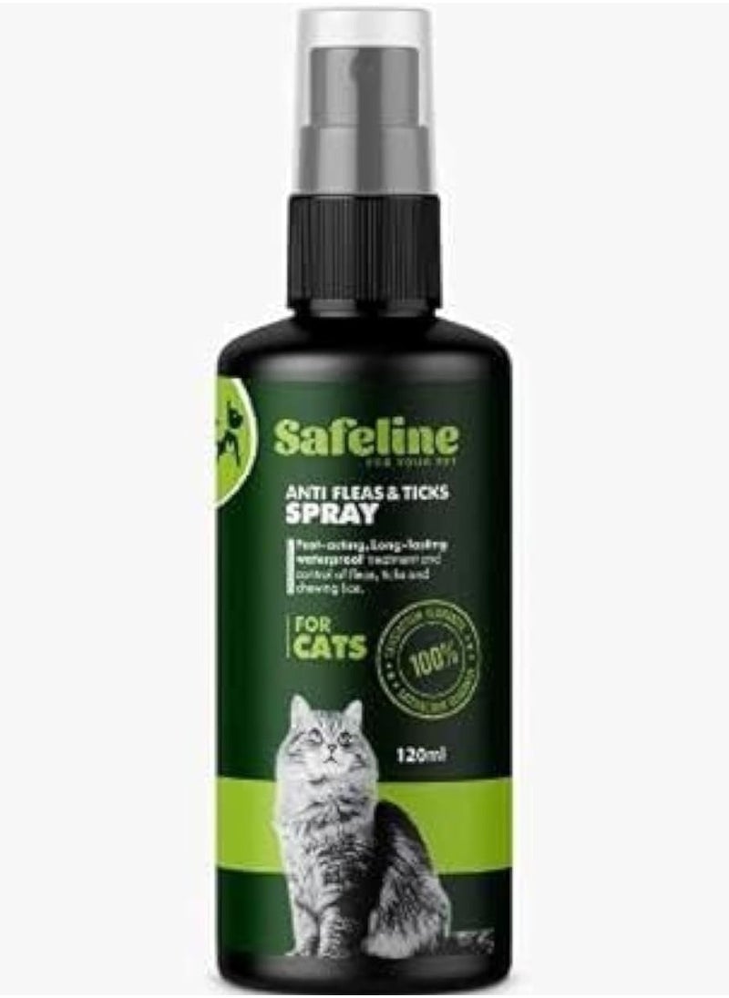 Safeline - Anti-Fleas & Lice Spray For Cats 120ml - Image 1
