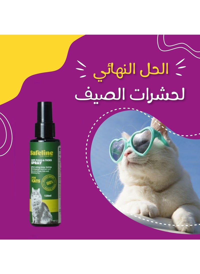 Safeline - Anti-Fleas & Lice Spray For Cats 120ml - Image 1