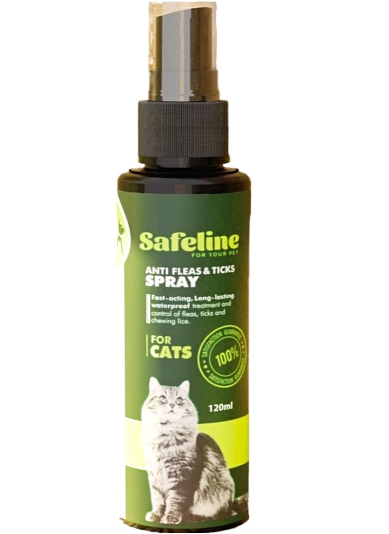 Safeline - Anti-Fleas & Lice Spray For Cats 120ml - Image 1