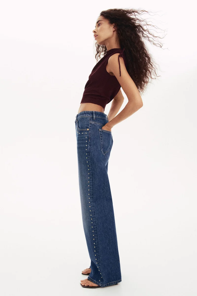 H&M Wide High Studded jeans