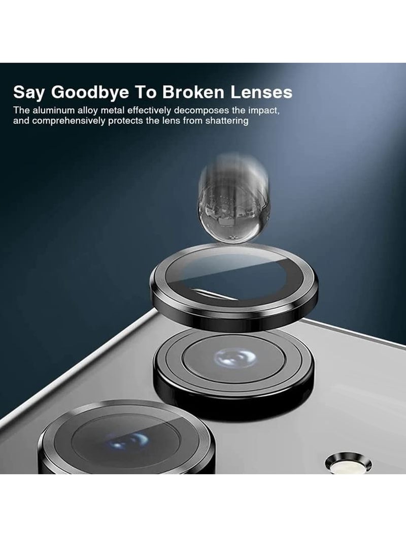 Wtech Xiaomi Redmi 15 5G 2025 Premium Alloy Ring Camera Lens Tempered Glass Protector Shield (MLGICR) - Clear/Black - Image 3