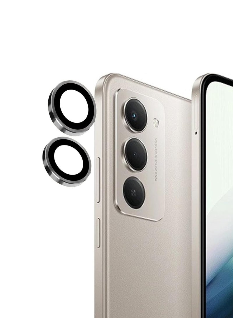 Wtech Xiaomi Redmi 15 5G 2025 Premium Alloy Ring Camera Lens Tempered Glass Protector Shield (MLGICR) - Clear/Black - Image 1